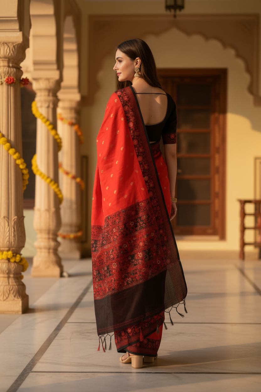 Woven, Self Design Banarasi Silk Blend, Pure Silk Saree