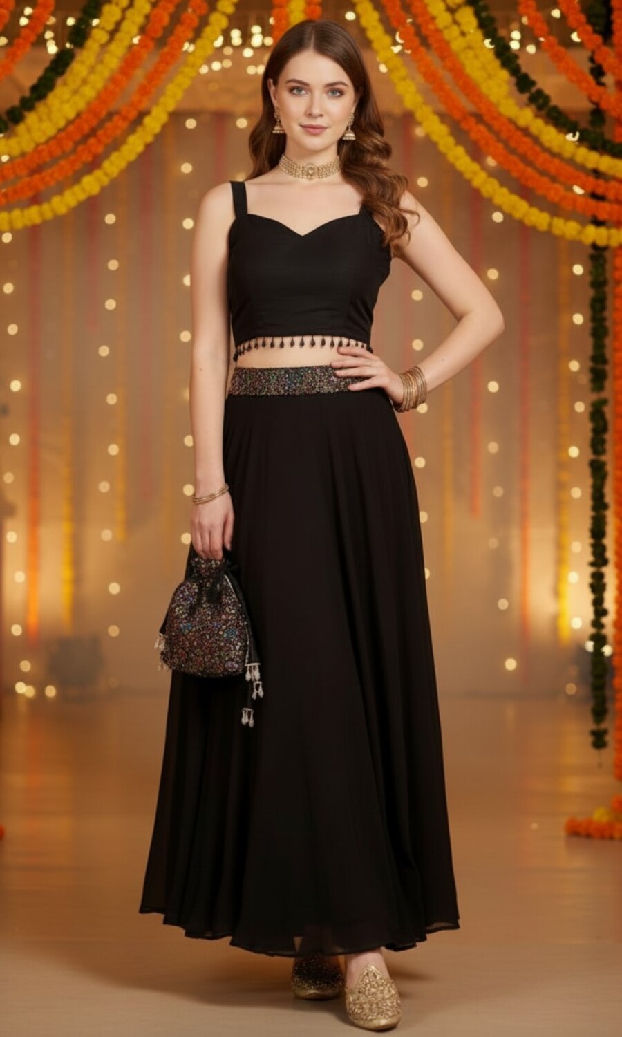 Party Wear Lehenga with fancy sequenced work