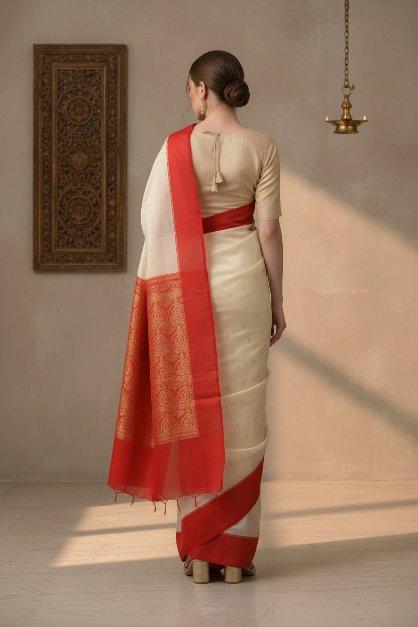 Woven, Self Design Banarasi Silk Blend, Pure Silk Saree