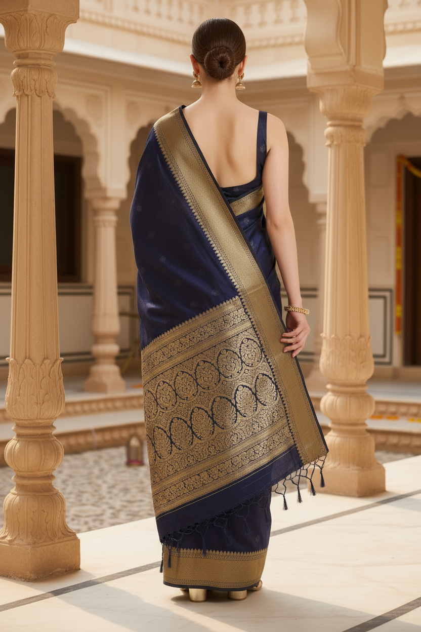 Self Design Banarasi Silk Blend, Pure Silk Saree