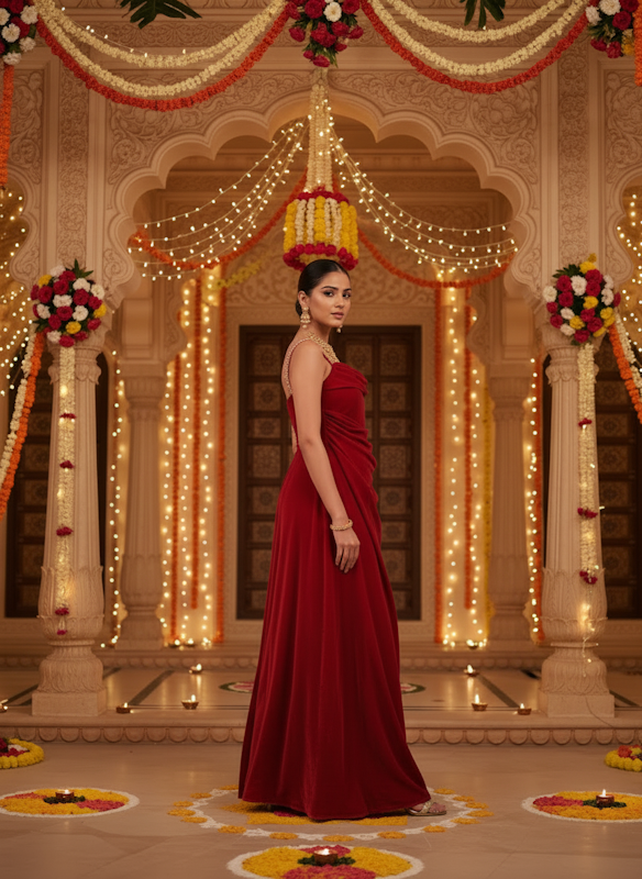 Beautiful Red Western Dress