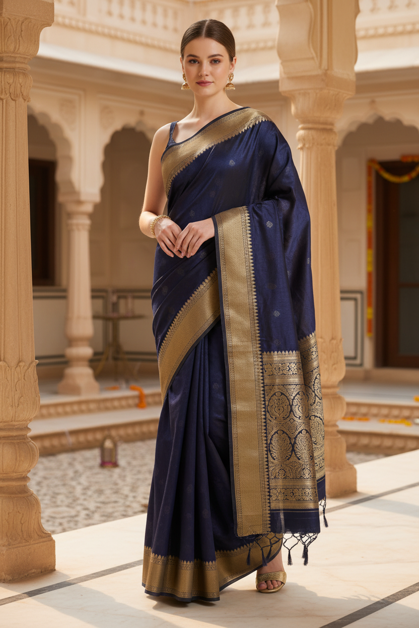 Self Design Banarasi Silk Blend, Pure Silk Saree