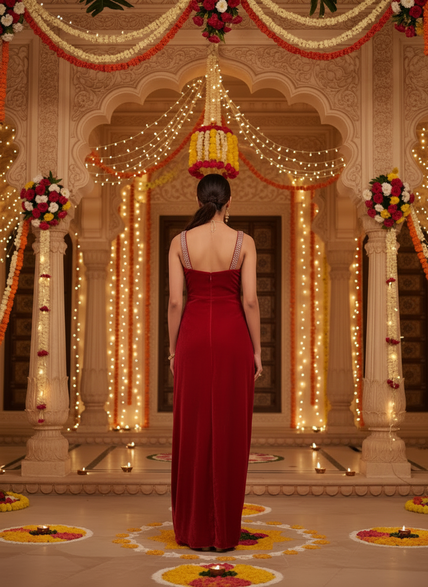 Beautiful Red Western Dress