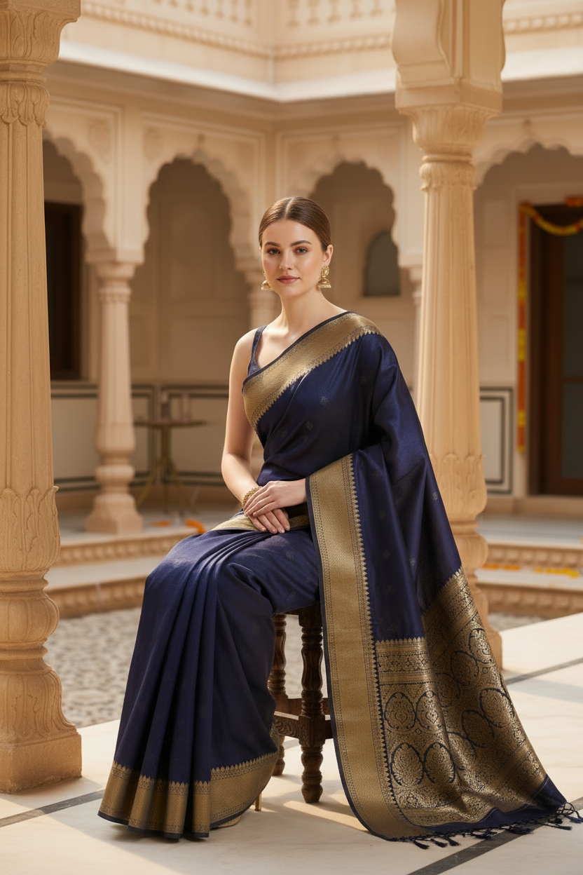 Self Design Banarasi Silk Blend, Pure Silk Saree