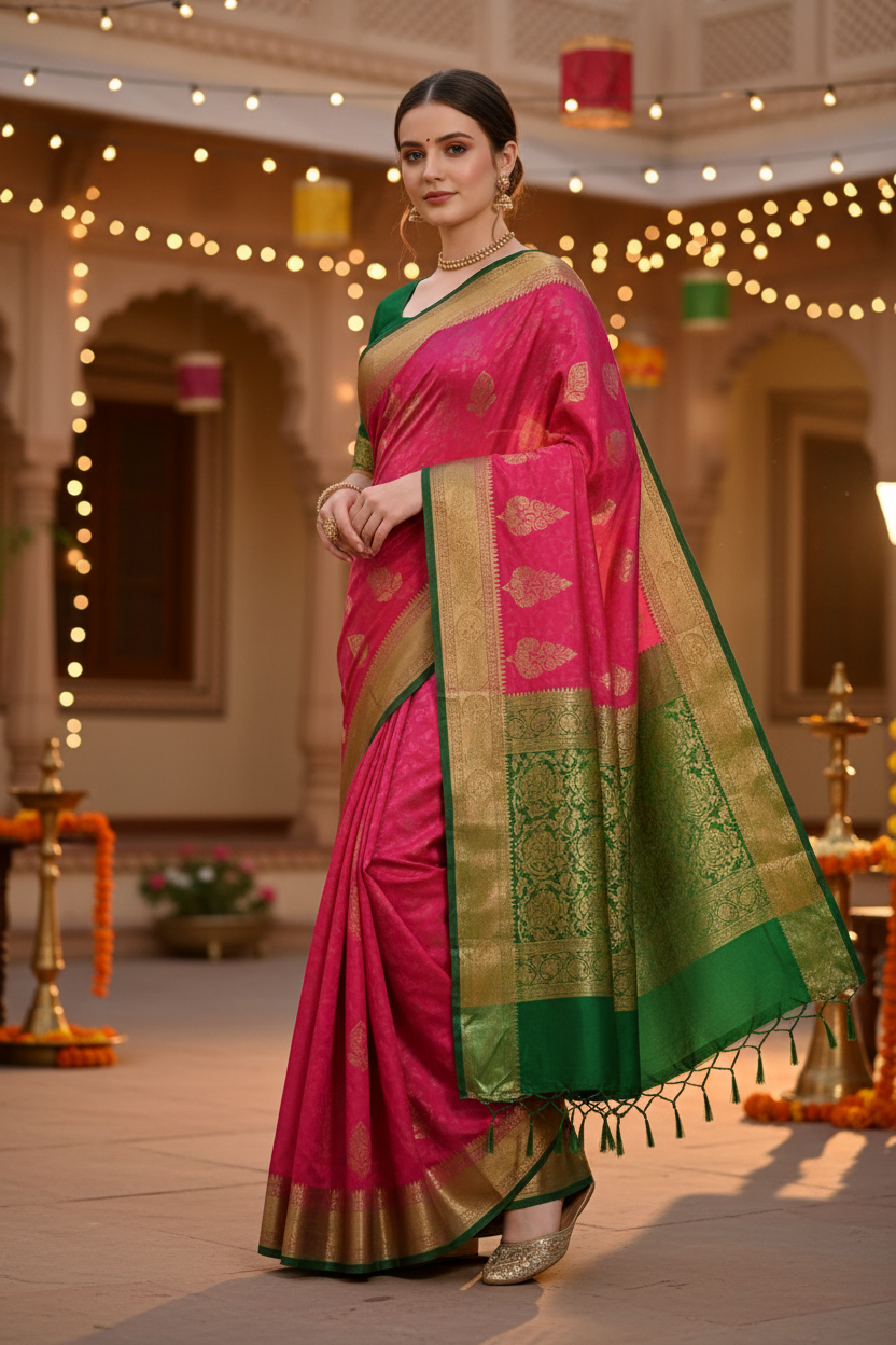 Self Design Banarasi Silk Blend, Pure Silk Saree