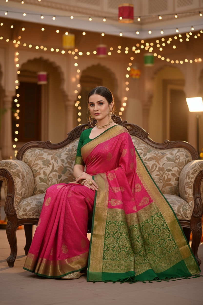 Self Design Banarasi Silk Blend, Pure Silk Saree