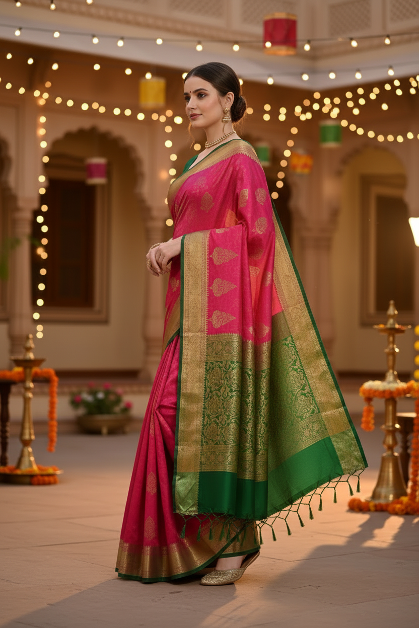Self Design Banarasi Silk Blend, Pure Silk Saree