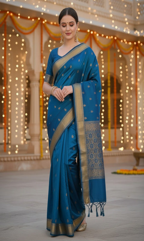 Self Design Banarasi Silk Blend, Pure Silk Saree