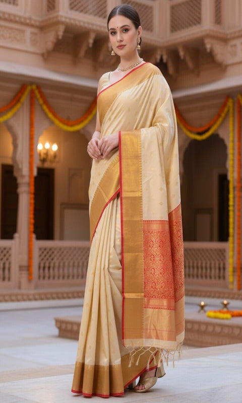 Self Design Banarasi Silk Blend, Pure Silk Saree